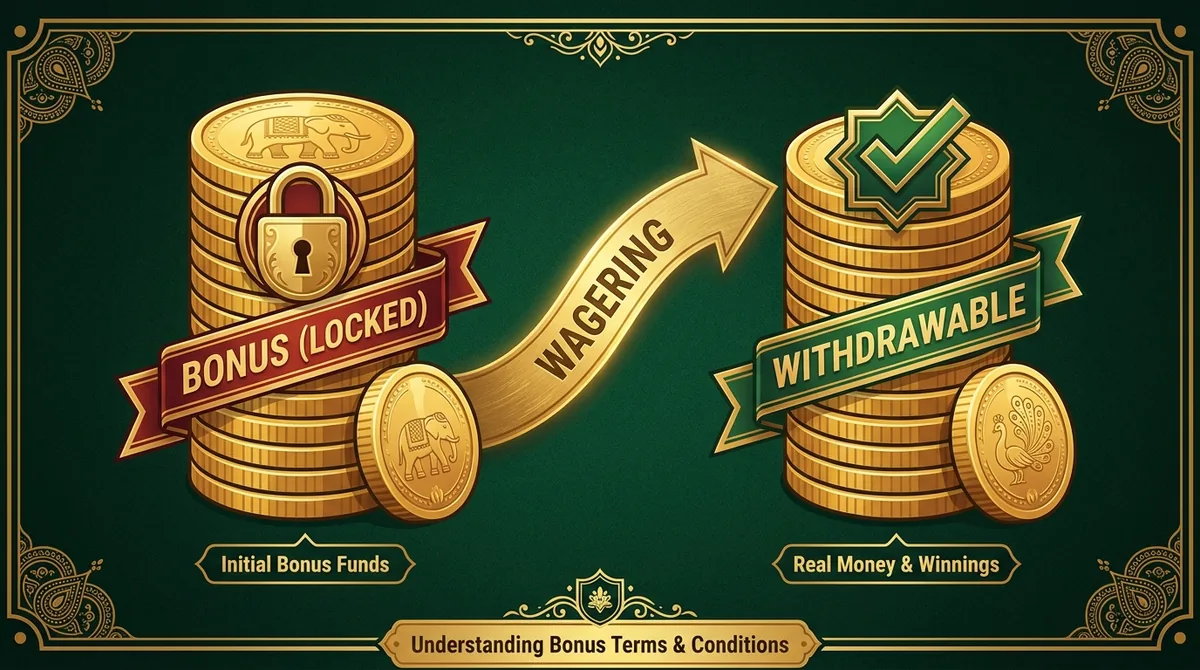 Infographic detailing bonus credit conversion to withdrawable cash balance